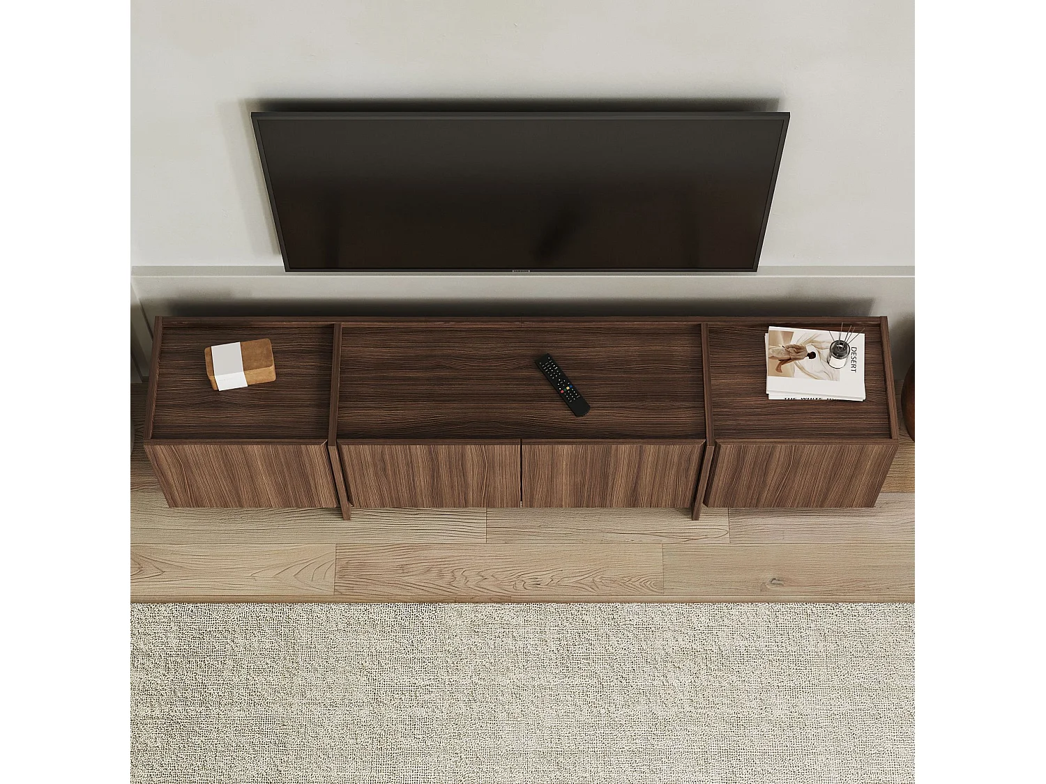 Milano Valnöt TV-bänk - Modern Design - 180 x 35 x 46 cm - Soft-Close Gångjärn