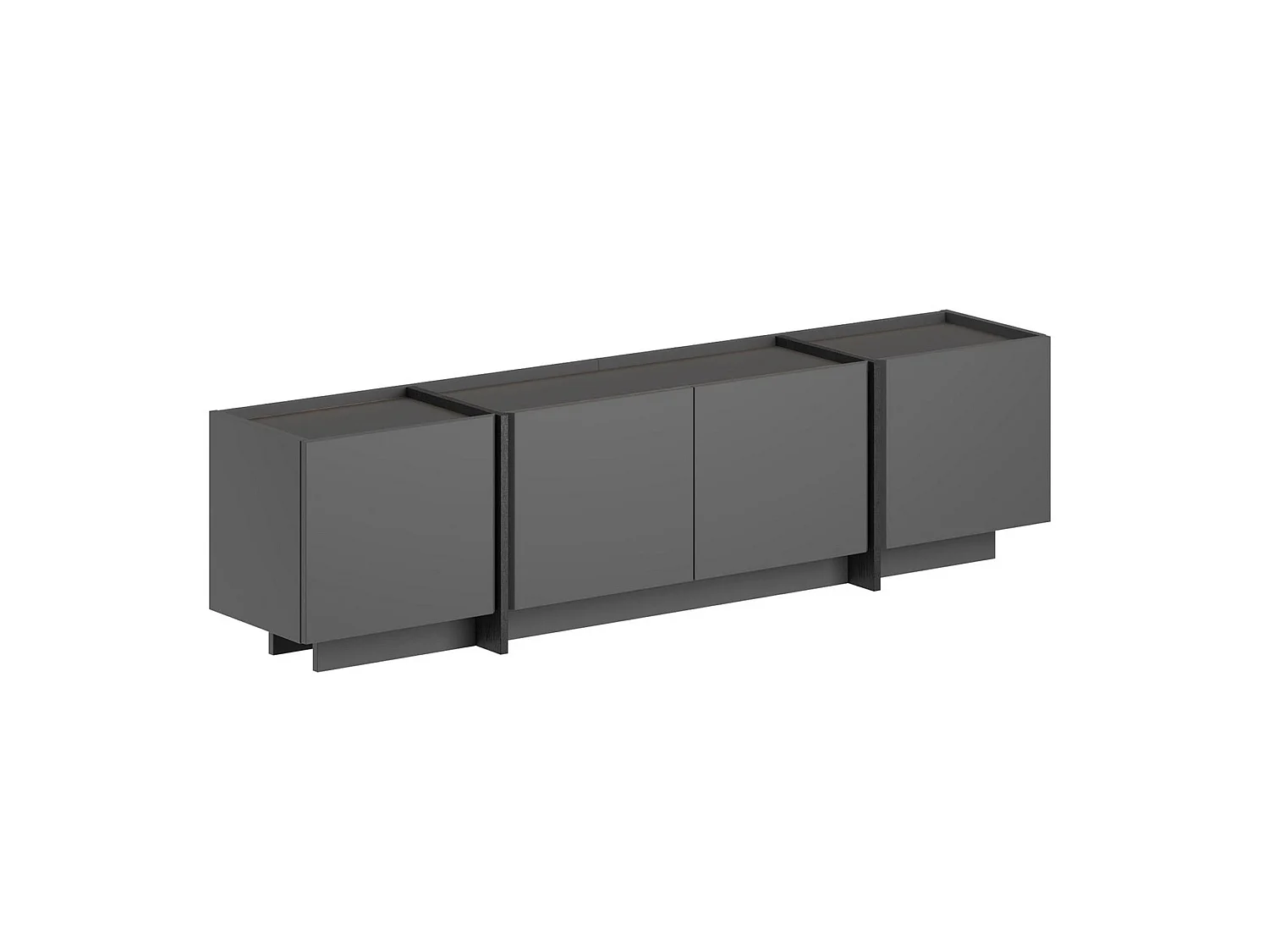 "Lowen" Trä TV-bänk - Modern design i antracit/svart - 180 x 35 x 46 cm