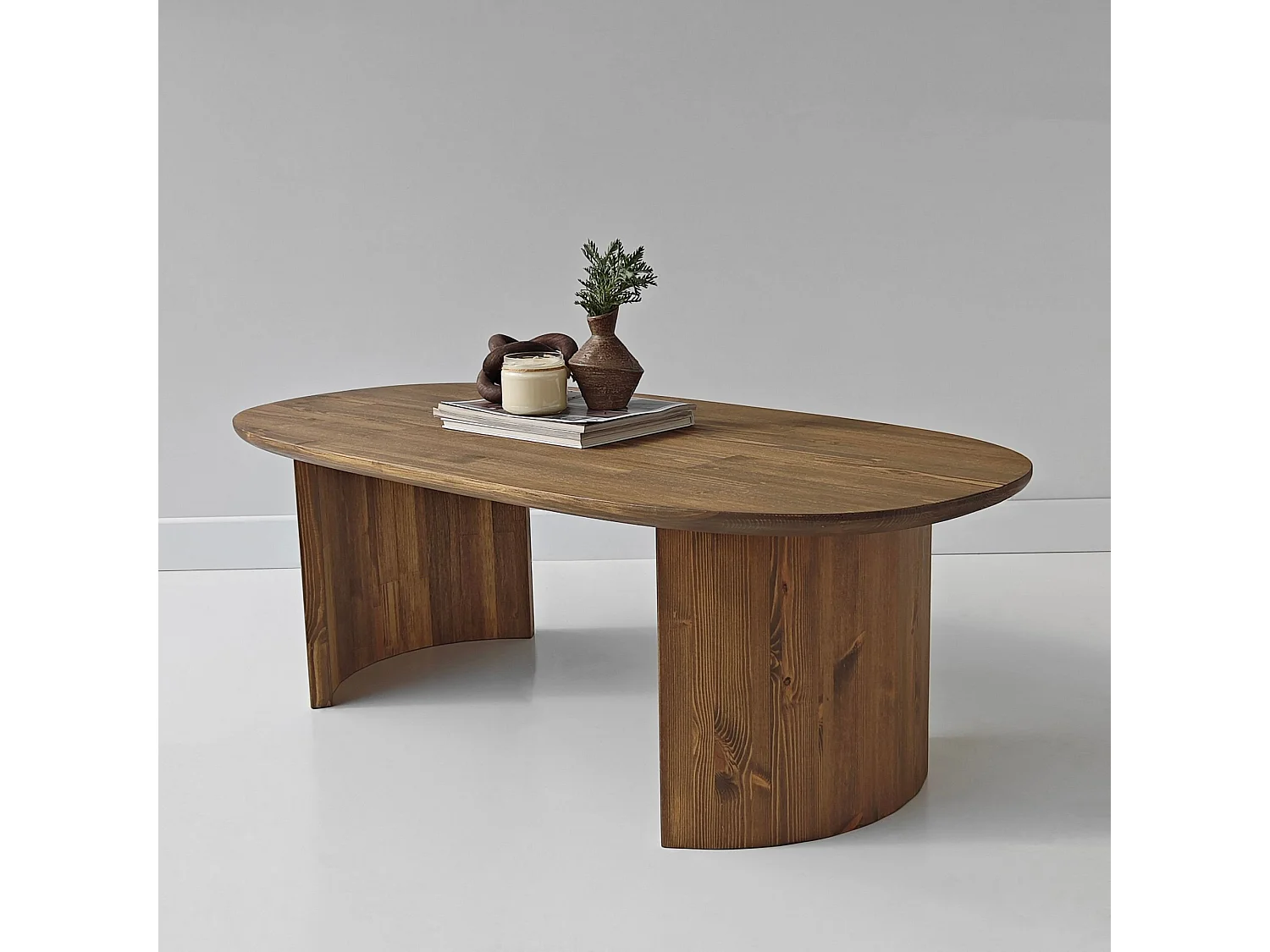 "Hudson" Massivt Trä Kaffebord - Brun - Skandinavisk Stil - Enkel Montering - 120 x 60 x 40 cm