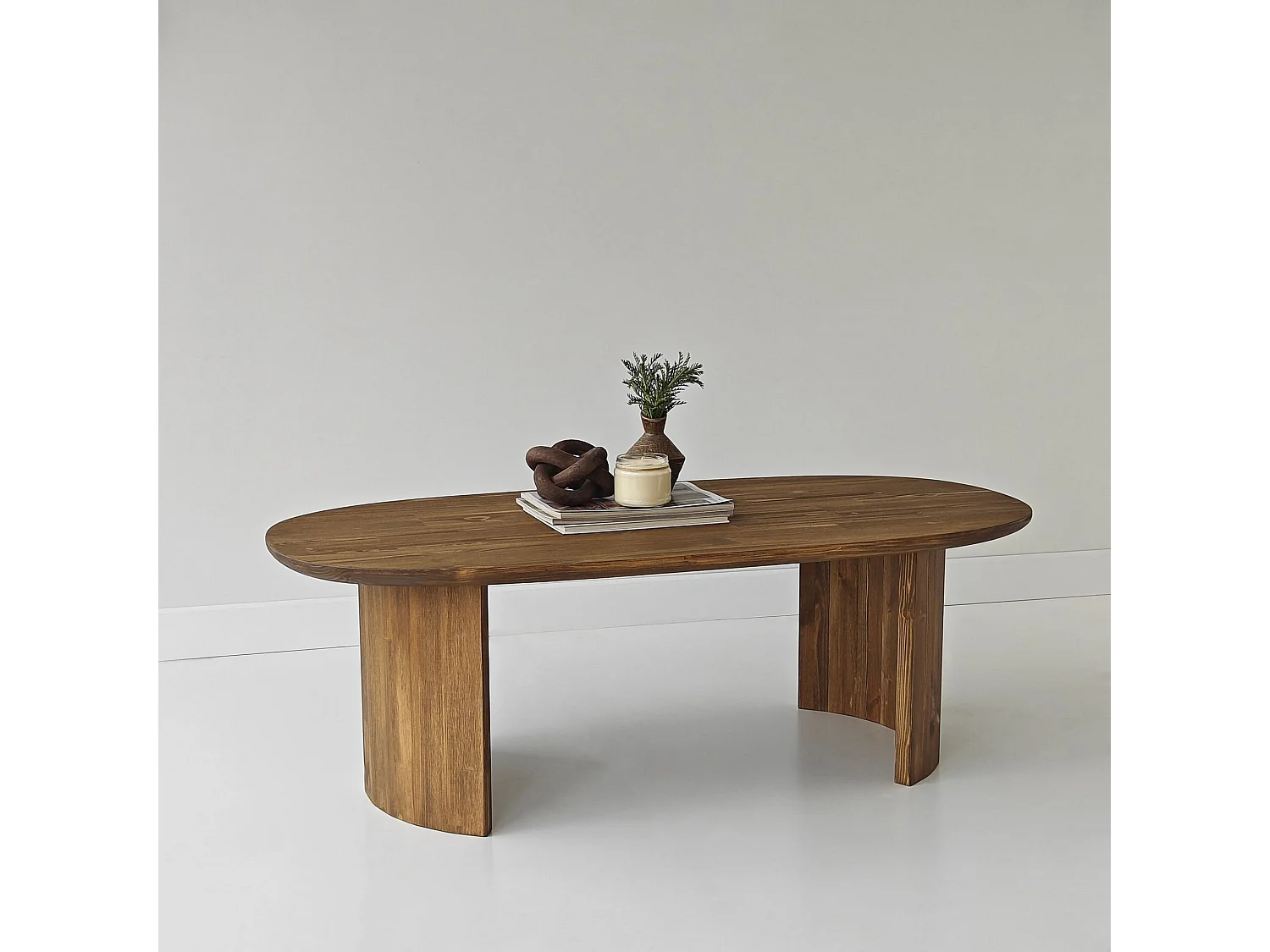 "Hudson" Massivt Trä Kaffebord - Brun - Skandinavisk Stil - Enkel Montering - 120 x 60 x 40 cm