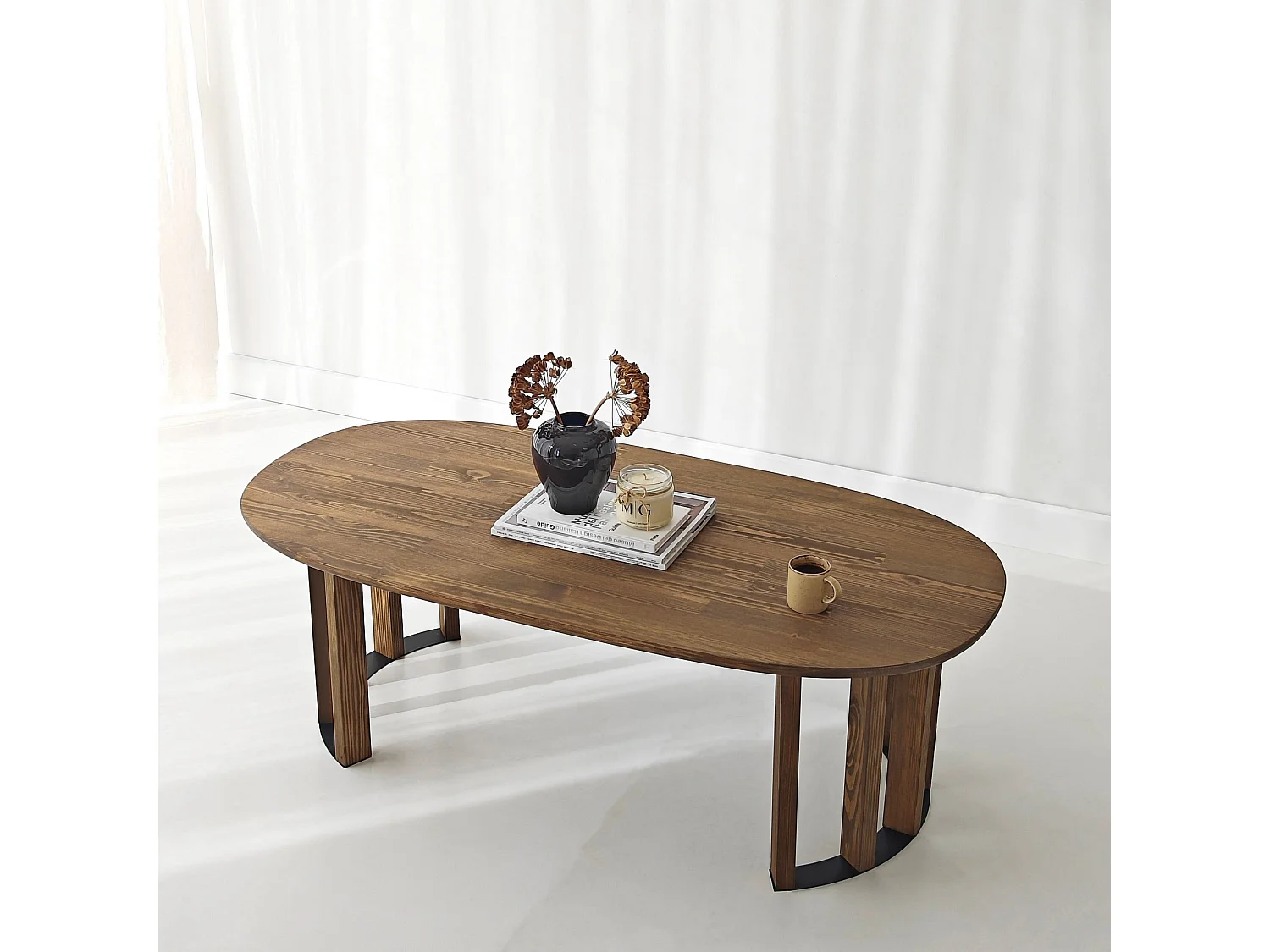 Brauner Holztisch "Elysia" 120 x 60 x 40 cm - Massivholz - Elegantes Design