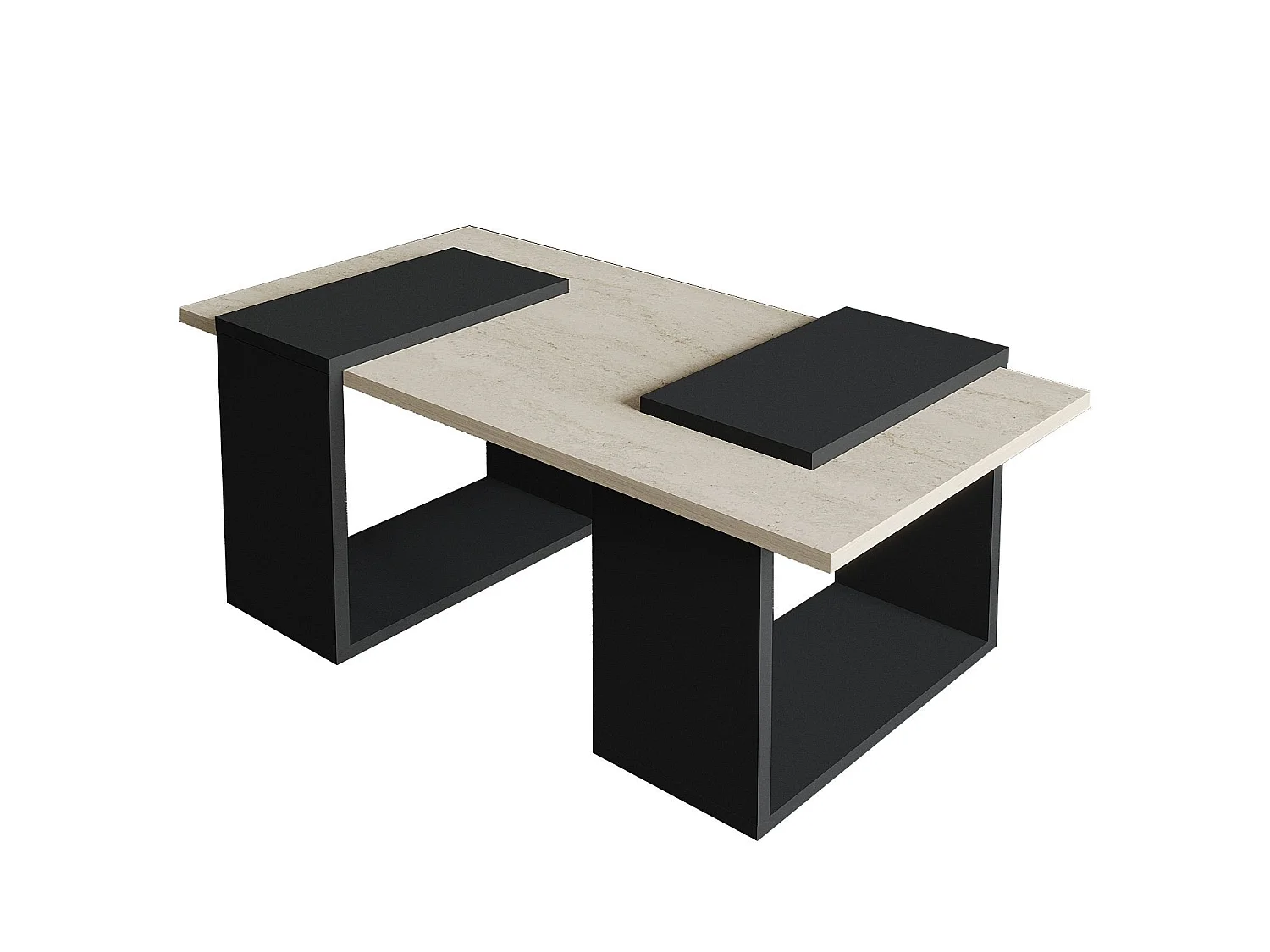 "Matris" Träsoffbord - Antracitgrå - Elegant Design - 90 x 46 x 37 cm