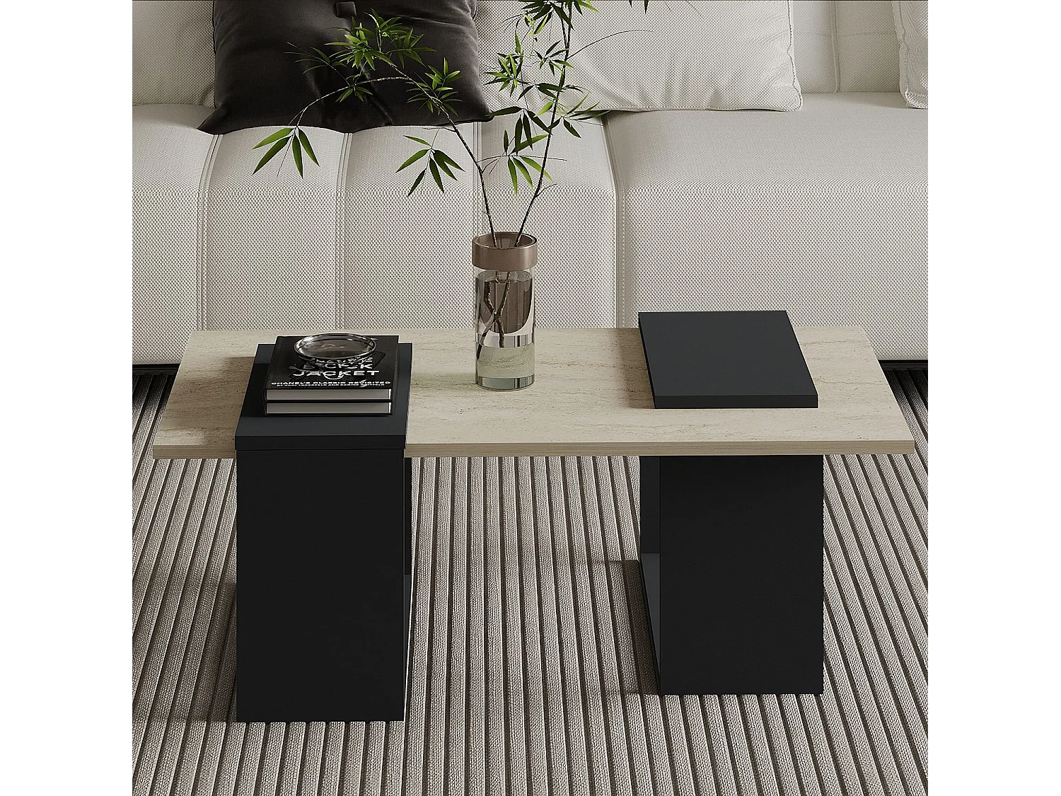 "Matris" Träsoffbord - Antracitgrå - Elegant Design - 90 x 46 x 37 cm