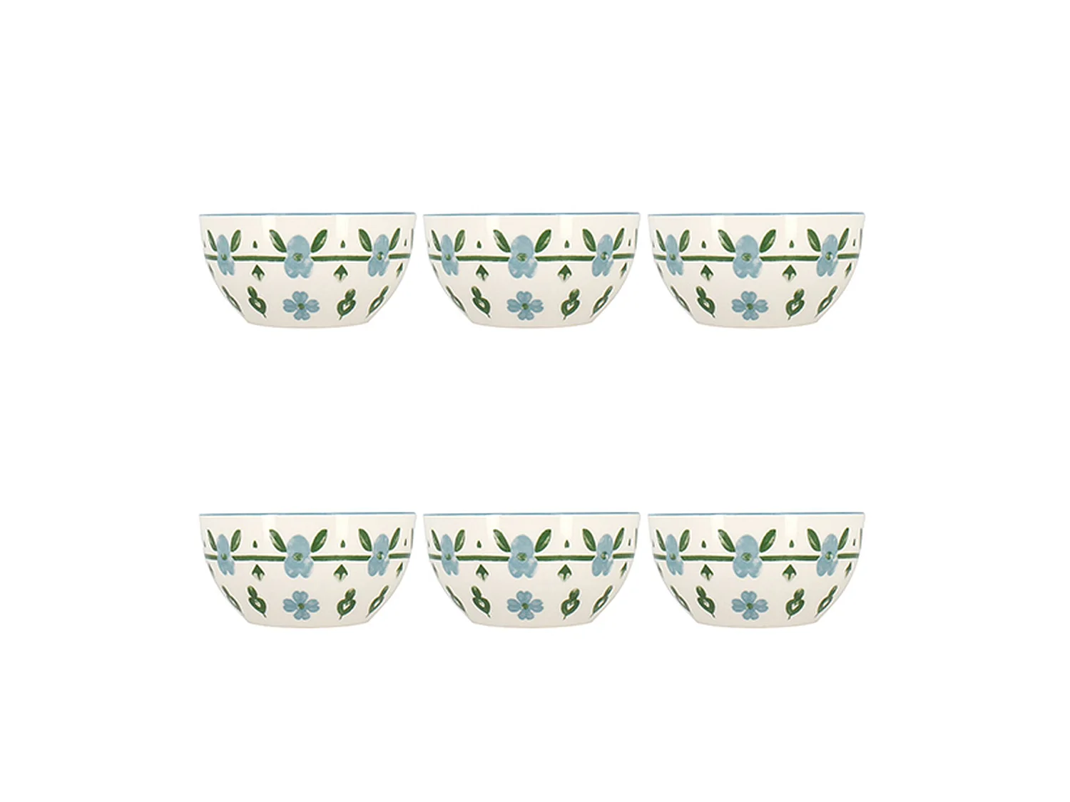 Novastyl - Lot 6 Bols Primavera 60cl En Porcelaine Bleu Et Blanc