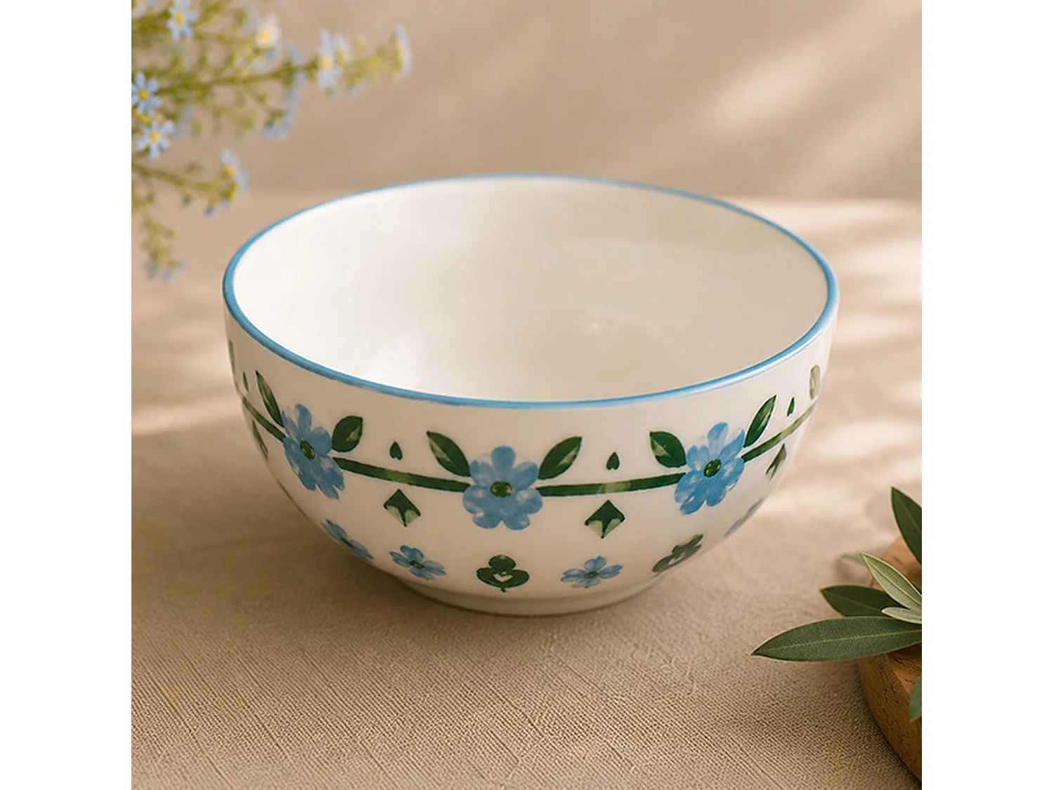 Novastyl - Lot 6 Bols Primavera 60cl En Porcelaine Bleu Et Blanc