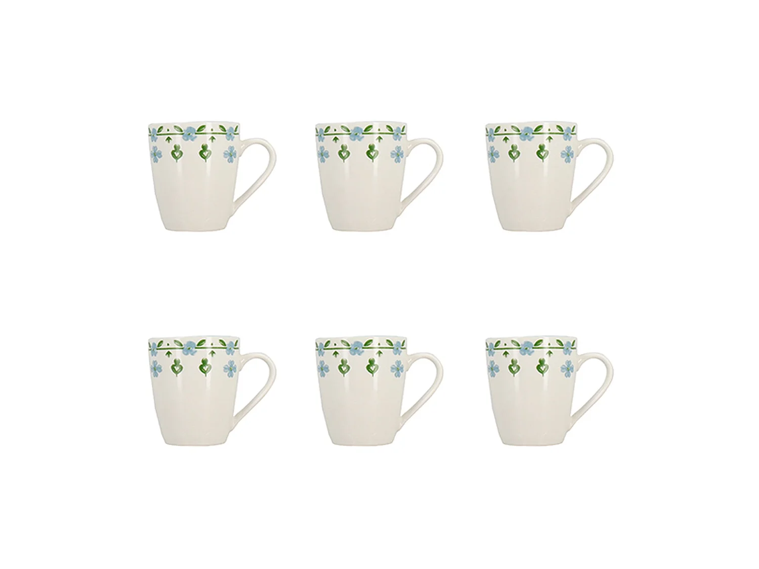 Novastyl - Lot 6 Mug Primavera 36cl En Porcelaine Bleu Et Blanc