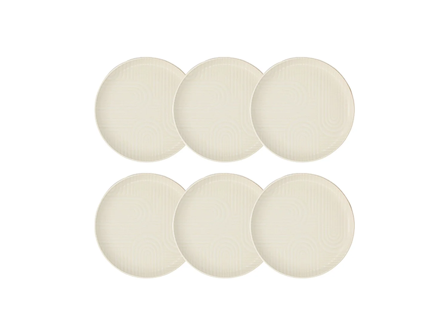 Novastyl - Lot6 Assiettes à Dessert Dune 19cm En Grès Beige