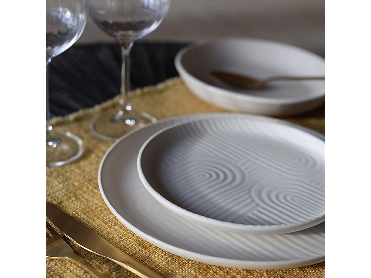 Novastyl - Lot 6 Assiettes Creuses Dune 20.5cm En Grès Beige