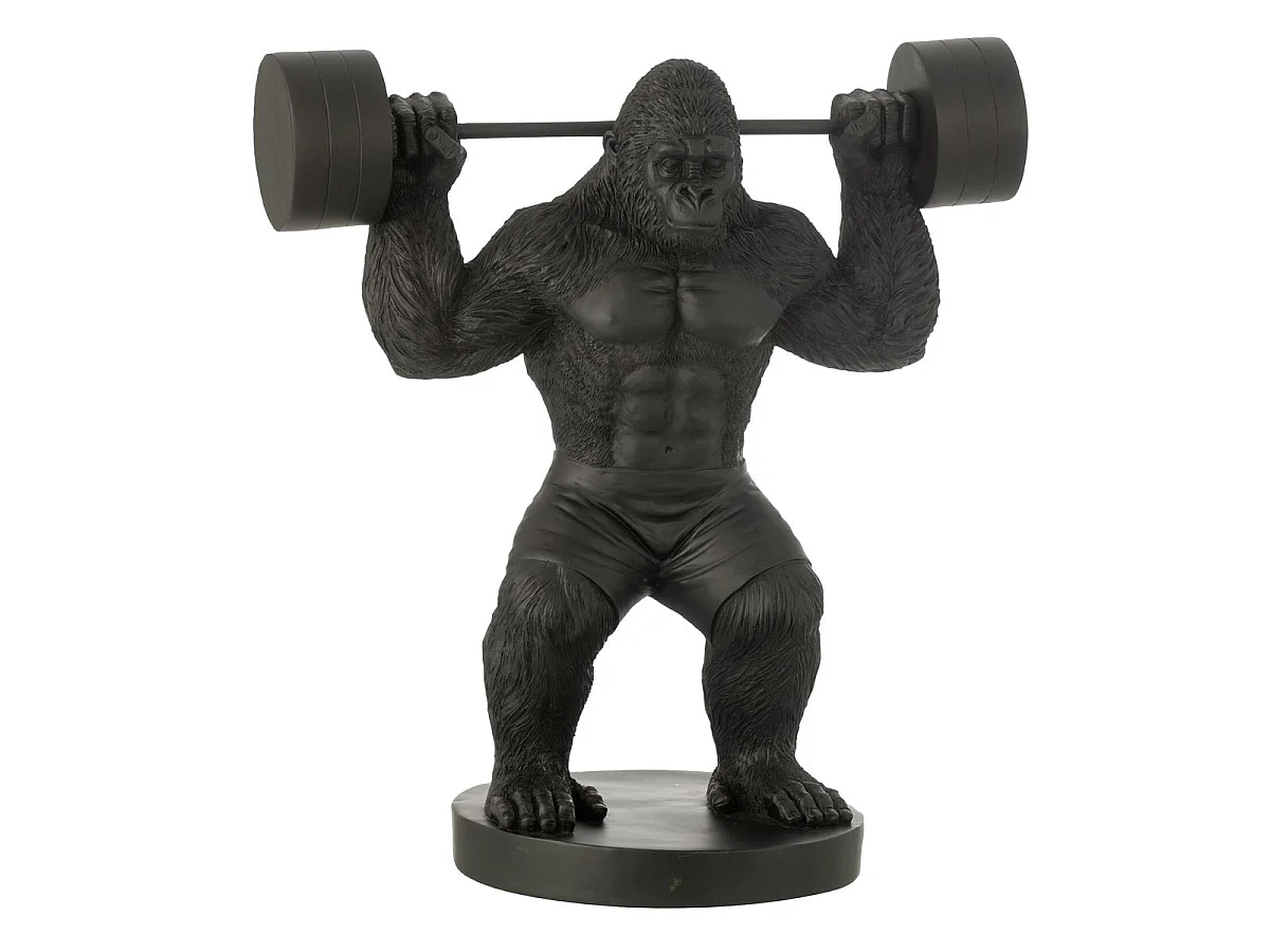 Statue Gorille en Résine "Haltérophilie" 62cm Noir