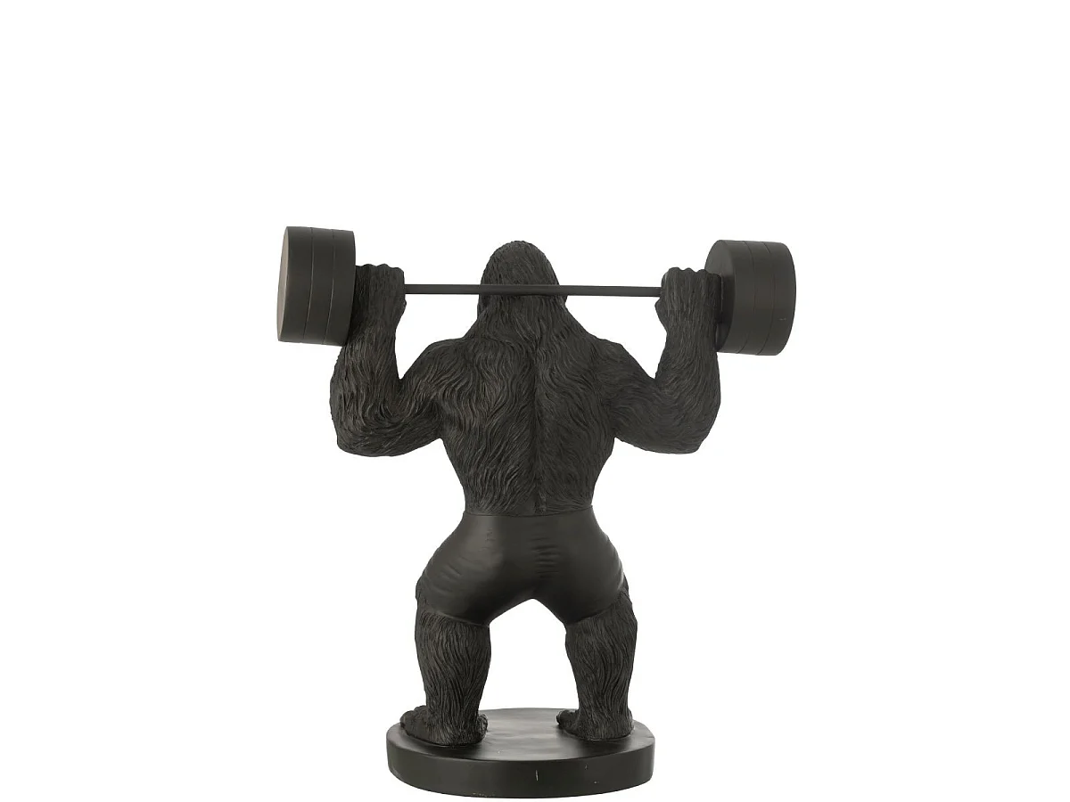 Statue Gorille en Résine "Haltérophilie" 62cm Noir