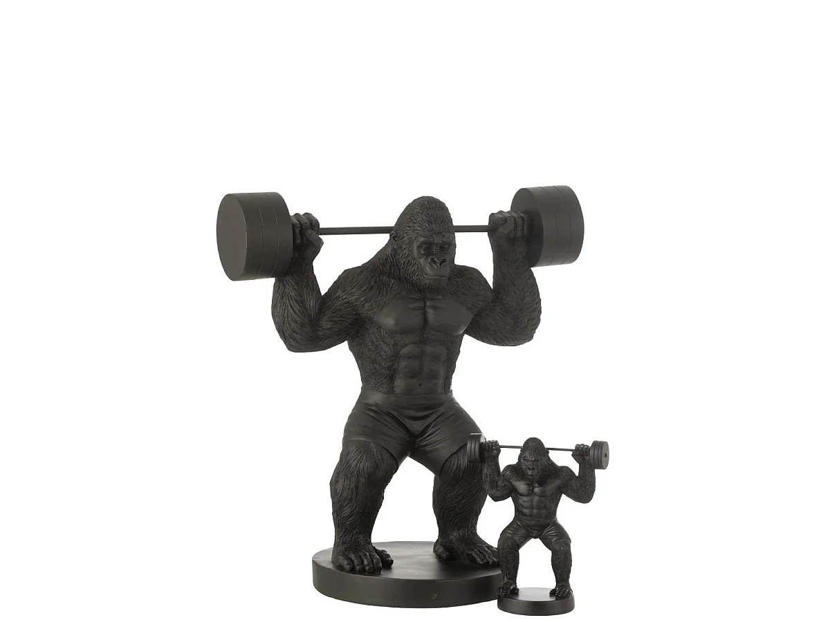 Statue Gorille en Résine "Haltérophilie" 62cm Noir