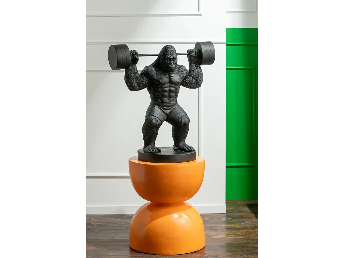 Statue Gorille en Résine "Haltérophilie" 62cm Noir