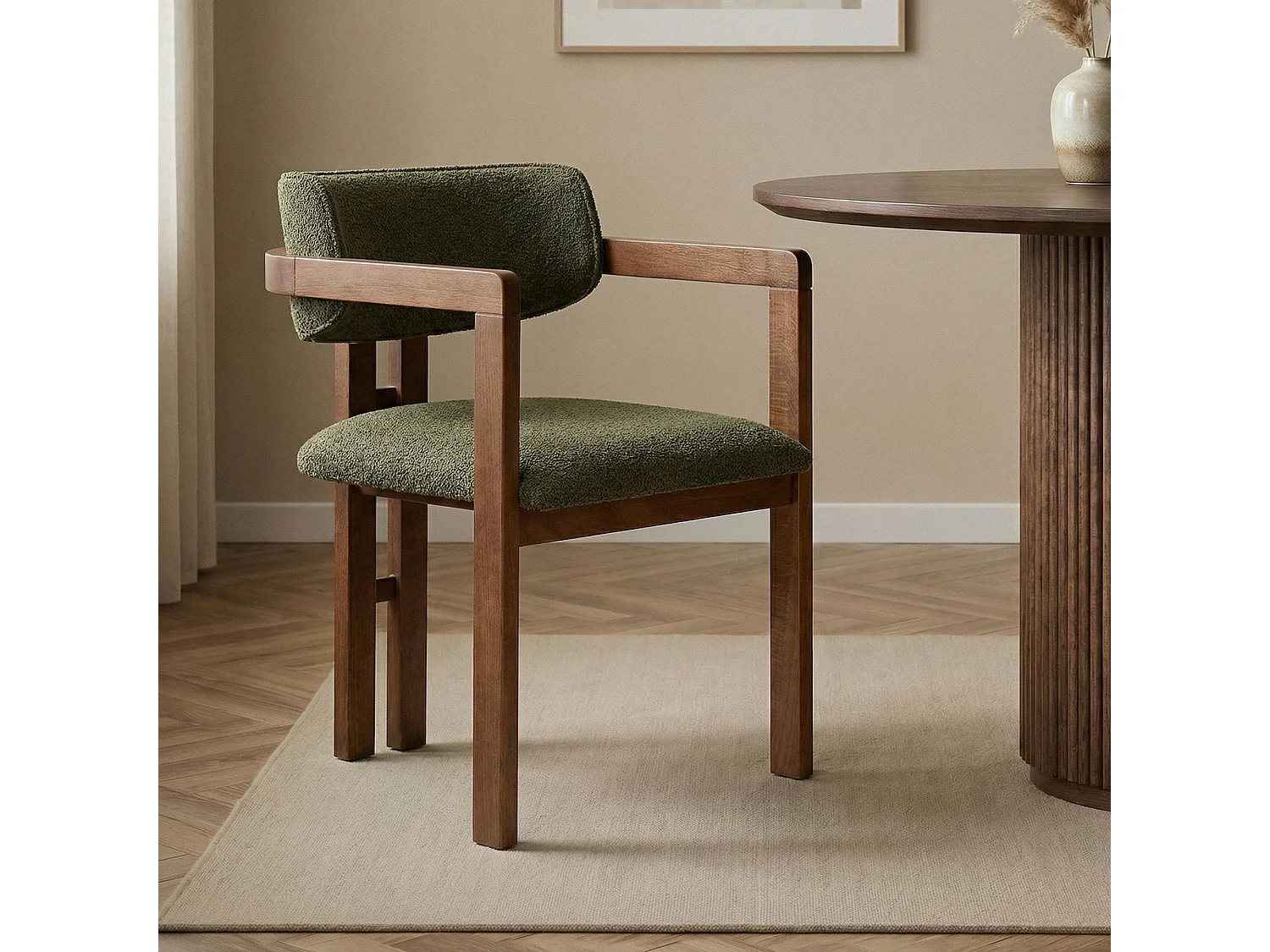"Toscana" Trästol - Grön & Brun - Elegant Design - Bekväm Skumstol - Lätt att rengöra