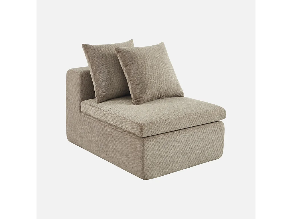 Fauteuil pour canapé modulable tissu chenille 1 place beige foncé - Movi