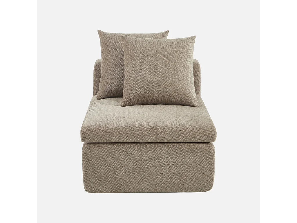 Fauteuil pour canapé modulable tissu chenille 1 place beige foncé - Movi