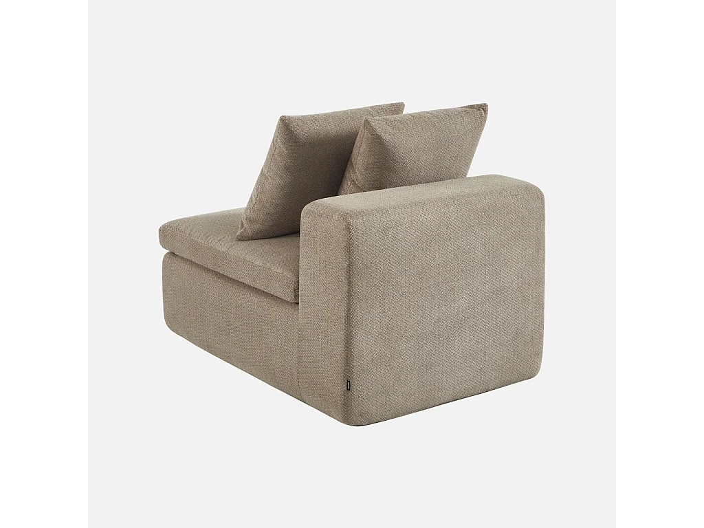 Fauteuil pour canapé modulable tissu chenille 1 place beige foncé - Movi
