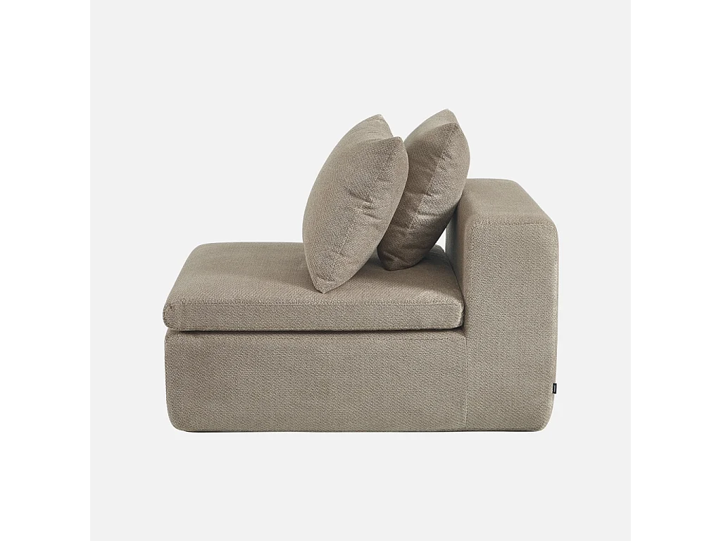 Fauteuil pour canapé modulable tissu chenille 1 place beige foncé - Movi