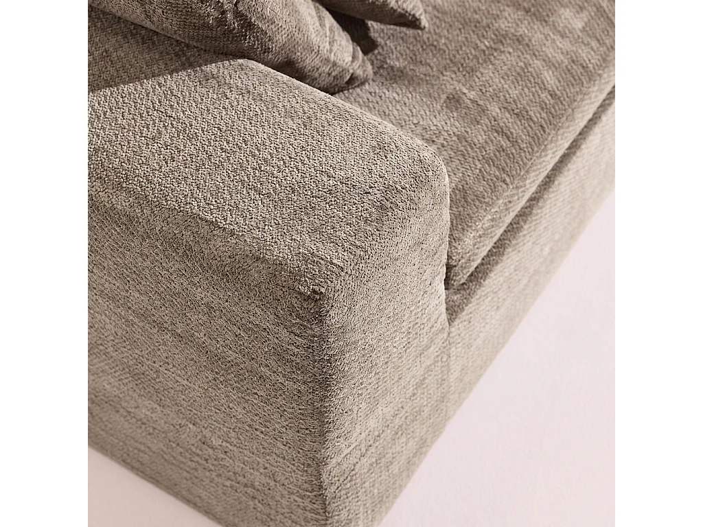 Poltrona per divano modulare sottovuota e compressa in tessuto ciniglia, Movi, Beige scuro,