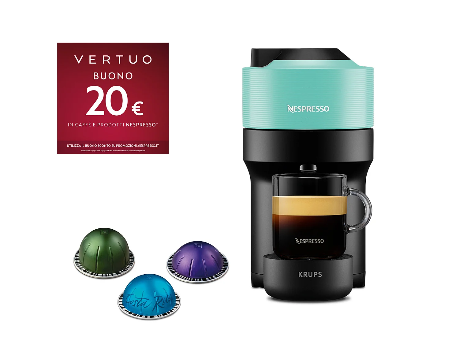Krups Vertuo Pop Nespresso XN9204K Schwarz Minze Kaffeemaschine