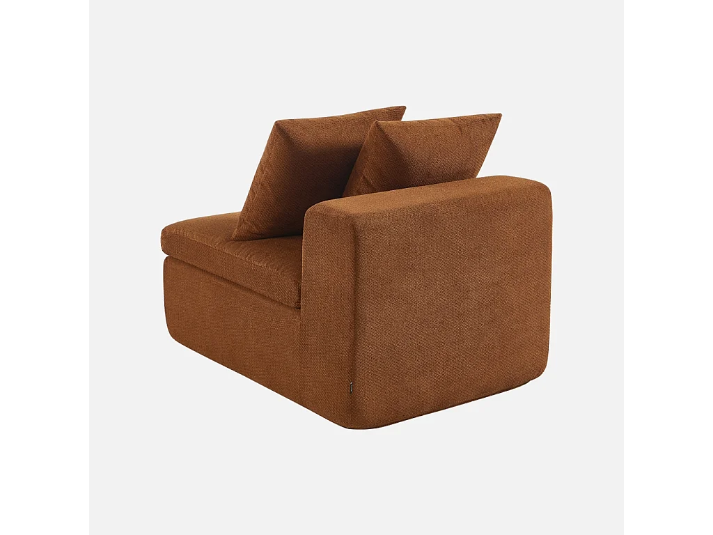Fauteuil pour canapé modulable tissu chenille 1 place terracotta - Movi