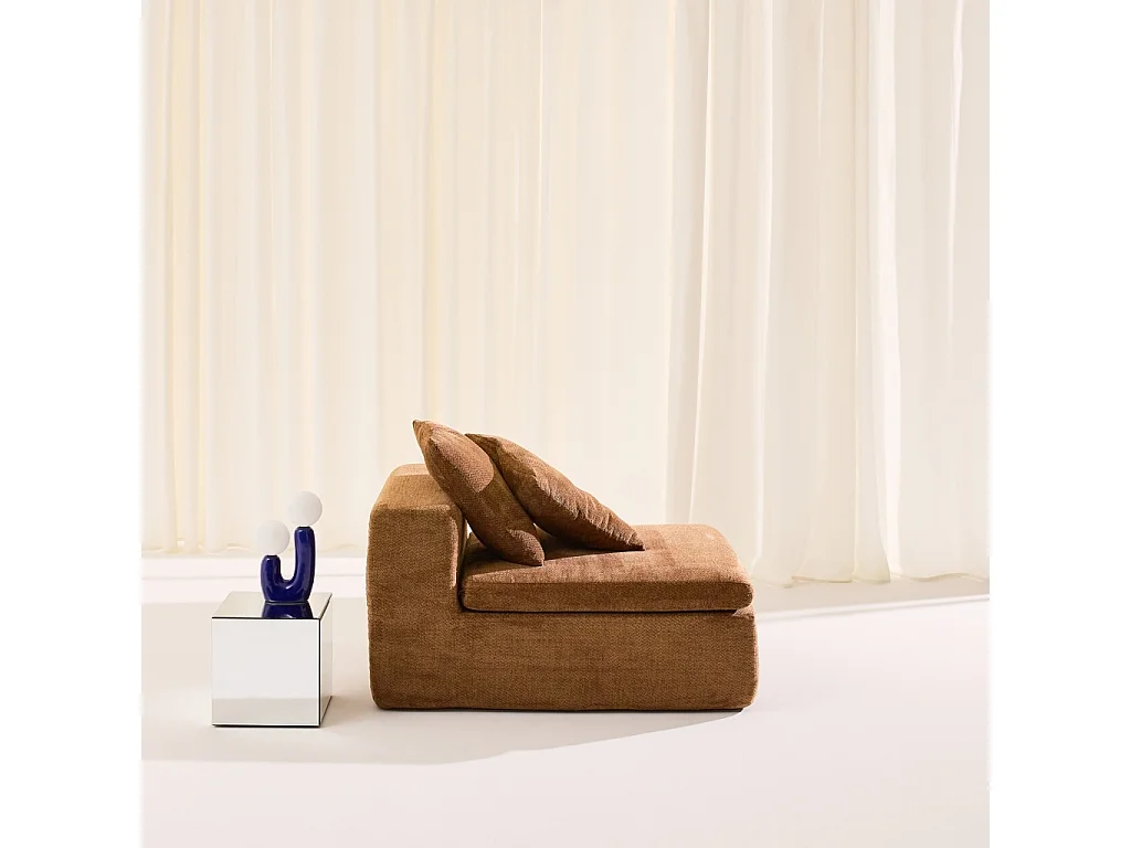 Fauteuil pour canapé modulable tissu chenille 1 place terracotta - Movi