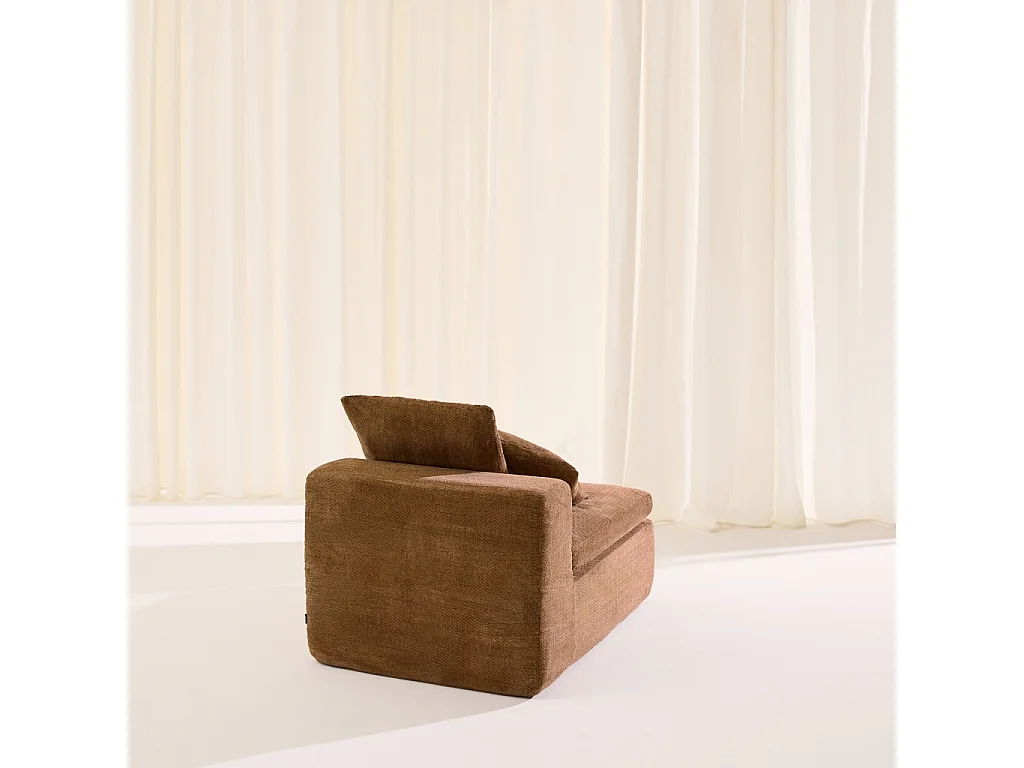 Fauteuil pour canapé modulable tissu chenille 1 place terracotta - Movi