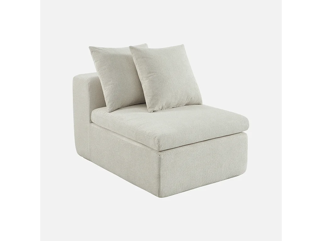 Fauteuil pour canapé modulable tissu chenille 1 place blanc - Movi