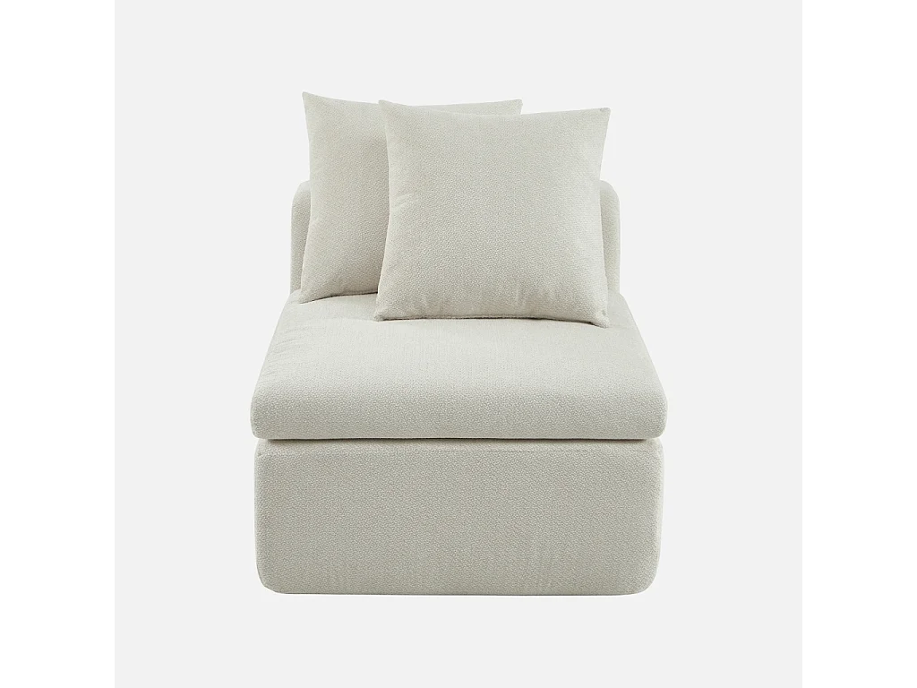 Fauteuil pour canapé modulable tissu chenille 1 place blanc - Movi