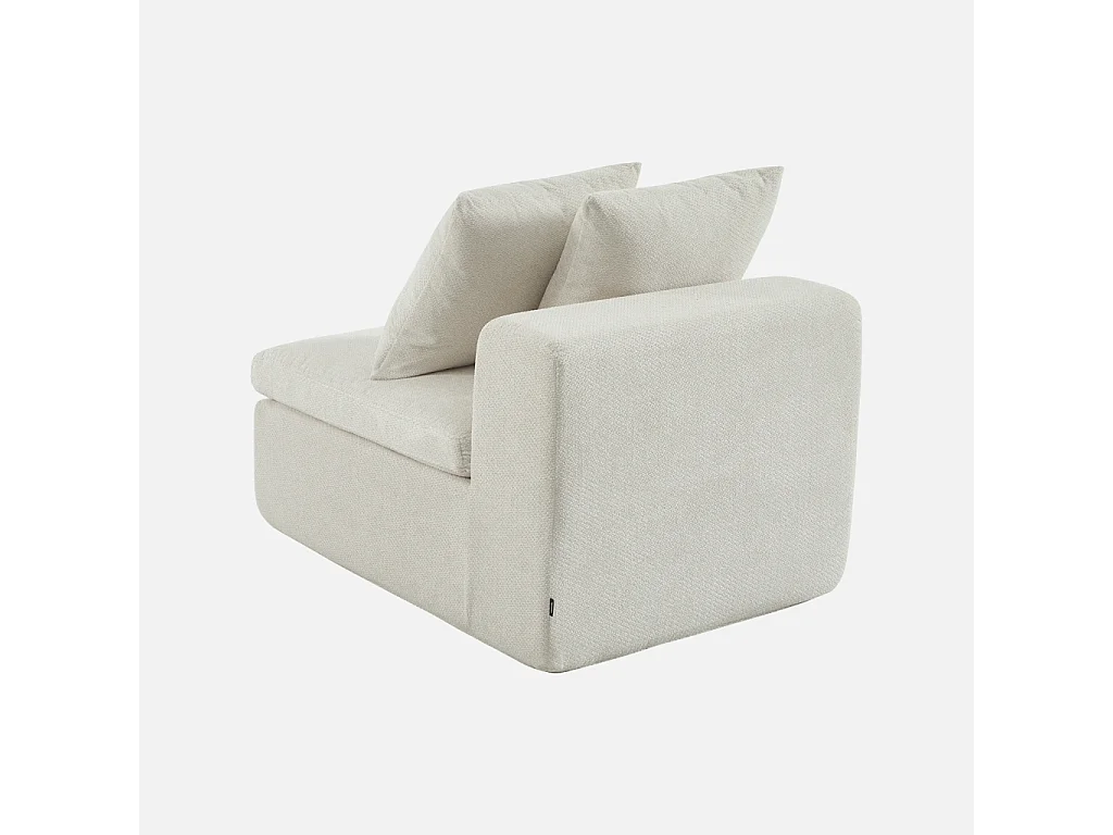 Fauteuil pour canapé modulable tissu chenille 1 place blanc - Movi