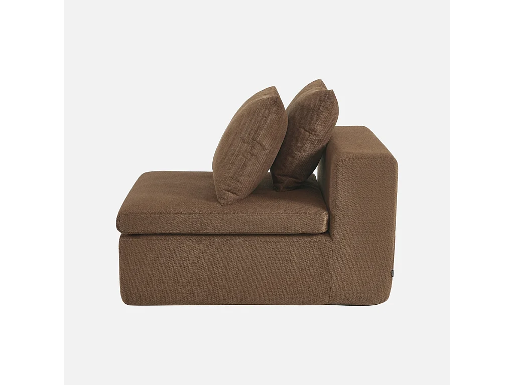 Fauteuil pour canapé modulable tissu chenille 1 place marron - Movi