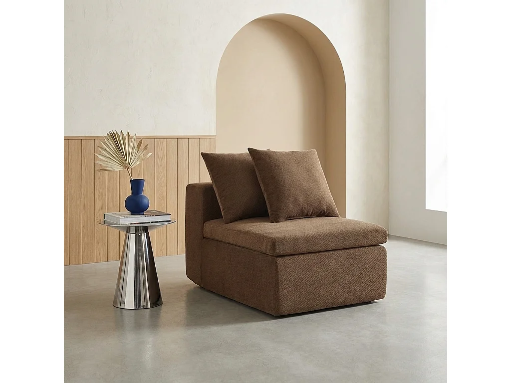 Fauteuil pour canapé modulable tissu chenille 1 place marron - Movi