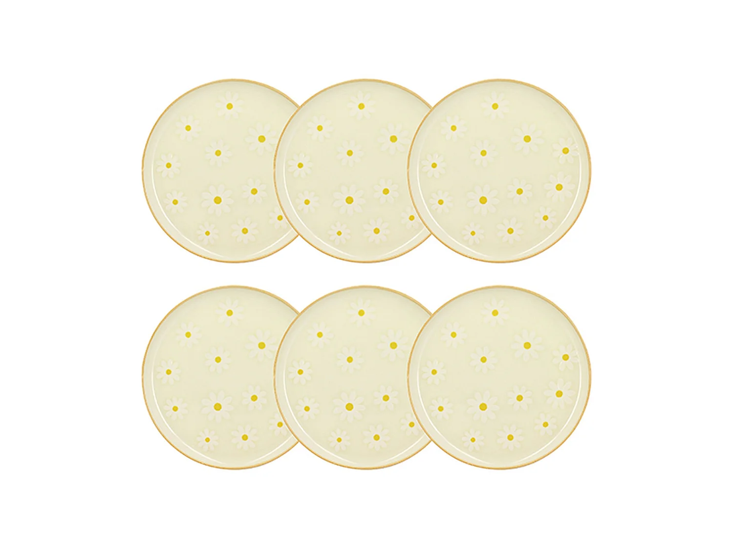 Novastyl - Lot 6 Assiettes Plates Marguerite 26cm En Grès