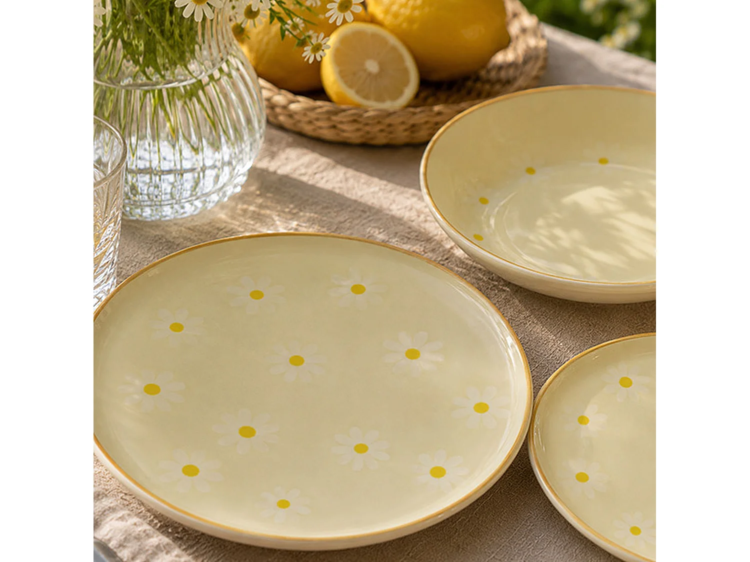 Novastyl - Lot 6 Assiettes à Dessert Marguerite 19cm En Grès