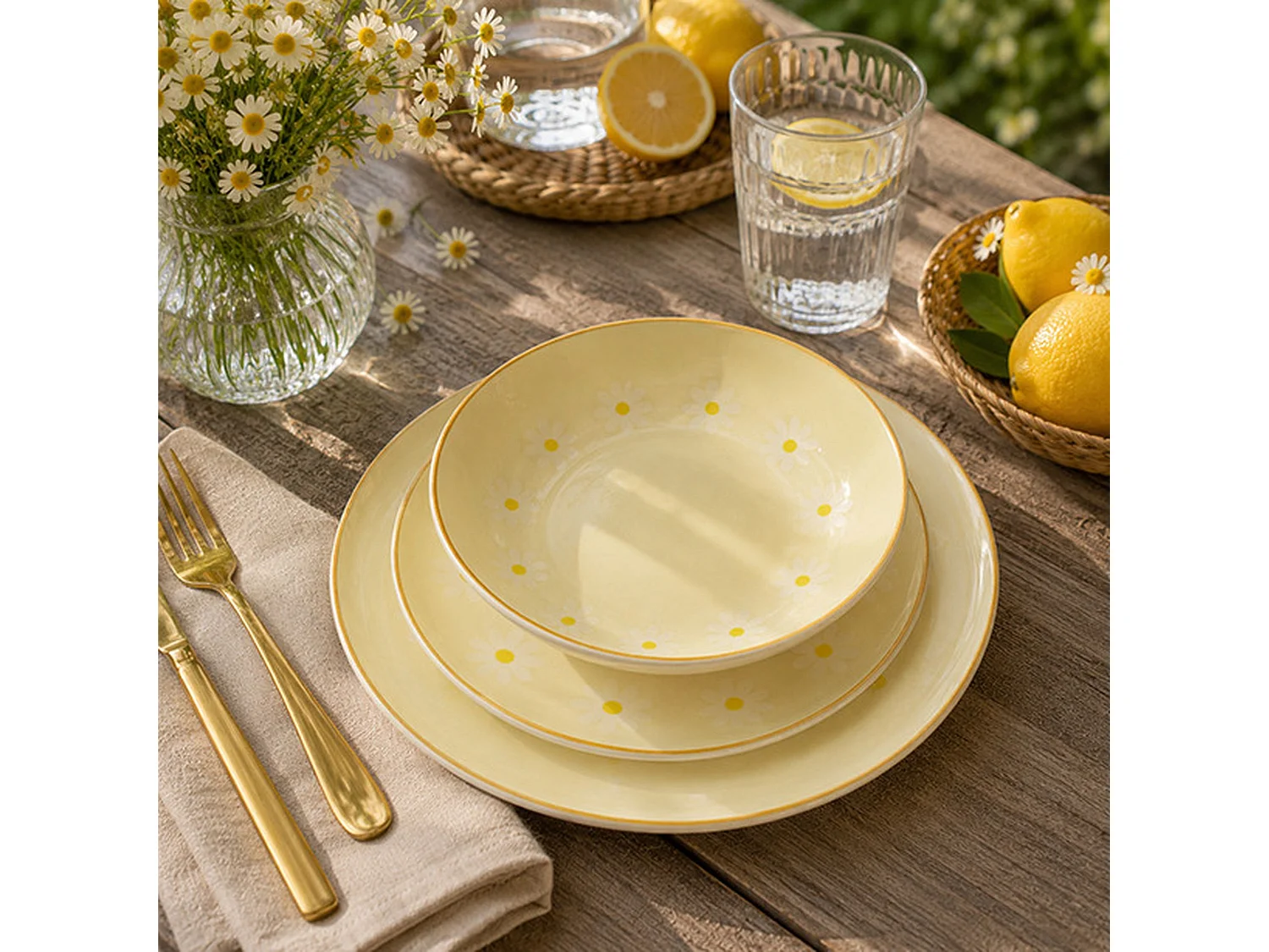 Novastyl - Lot 6 Assiettes Creuses Marguerite 20.5cm