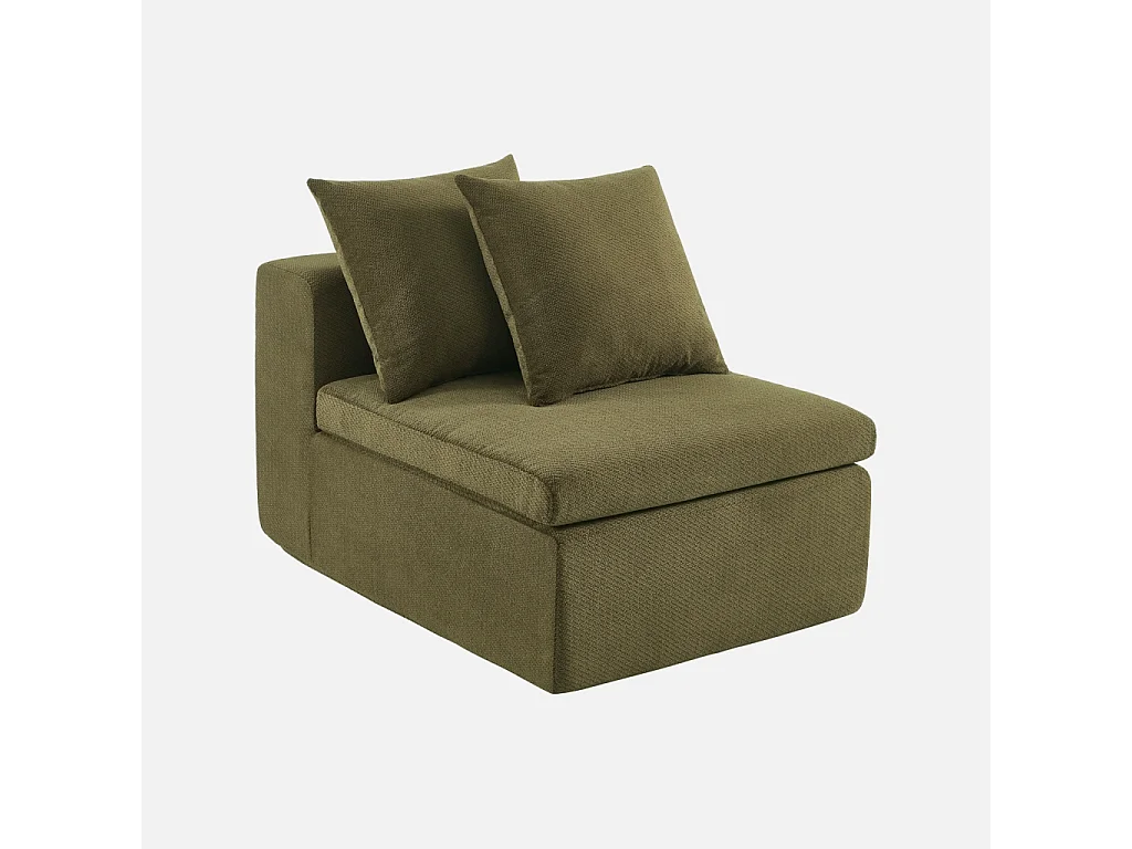 Fauteuil pour canapé modulable tissu chenille 1 place vert - Movi