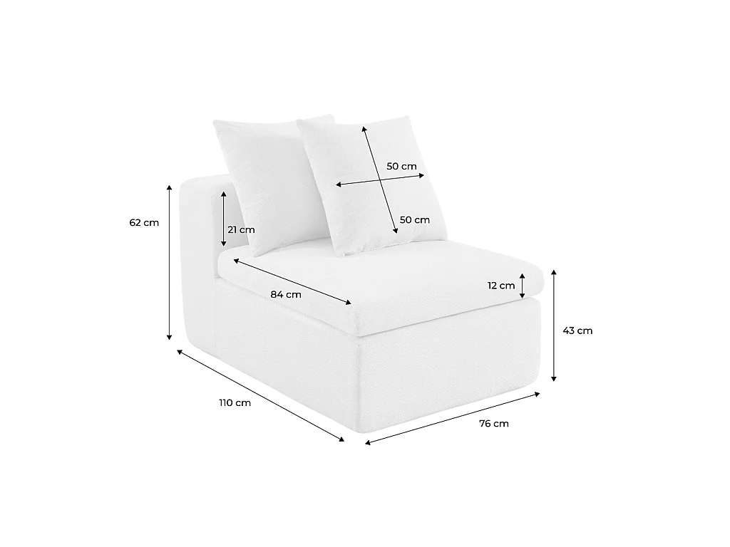 Fauteuil pour canapé modulable tissu chenille 1 place vert - Movi