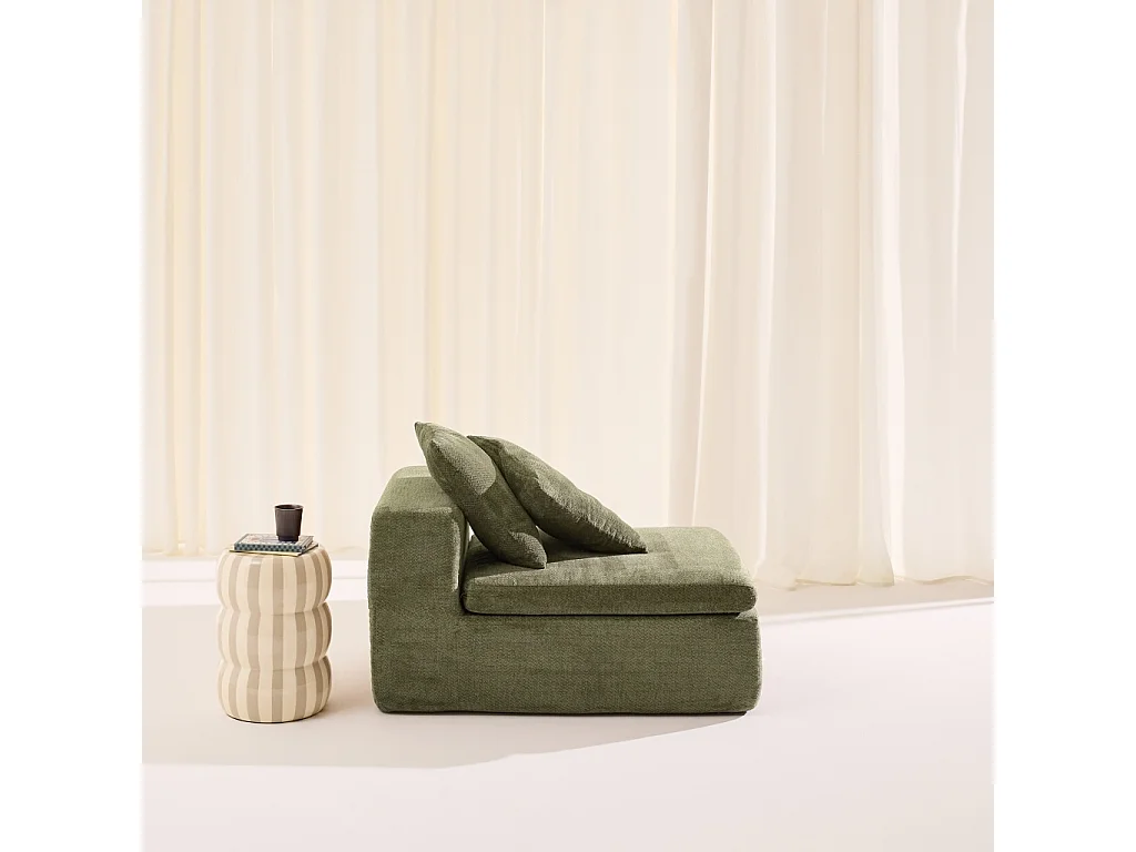 Fauteuil pour canapé modulable tissu chenille 1 place vert - Movi