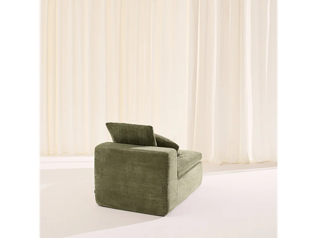 Fauteuil pour canapé modulable tissu chenille 1 place vert - Movi