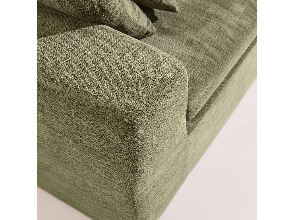 Fauteuil pour canapé modulable tissu chenille 1 place vert - Movi