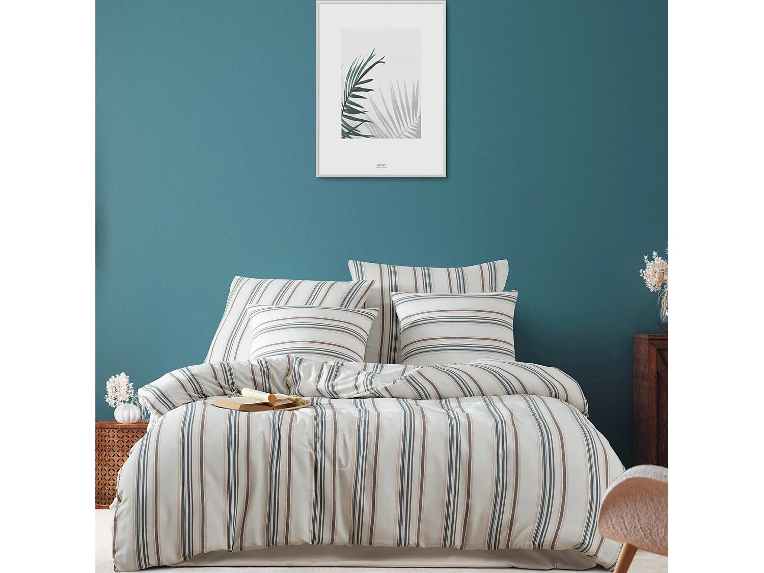 Parure housse de couette "Nairobi" en polycoton rayures