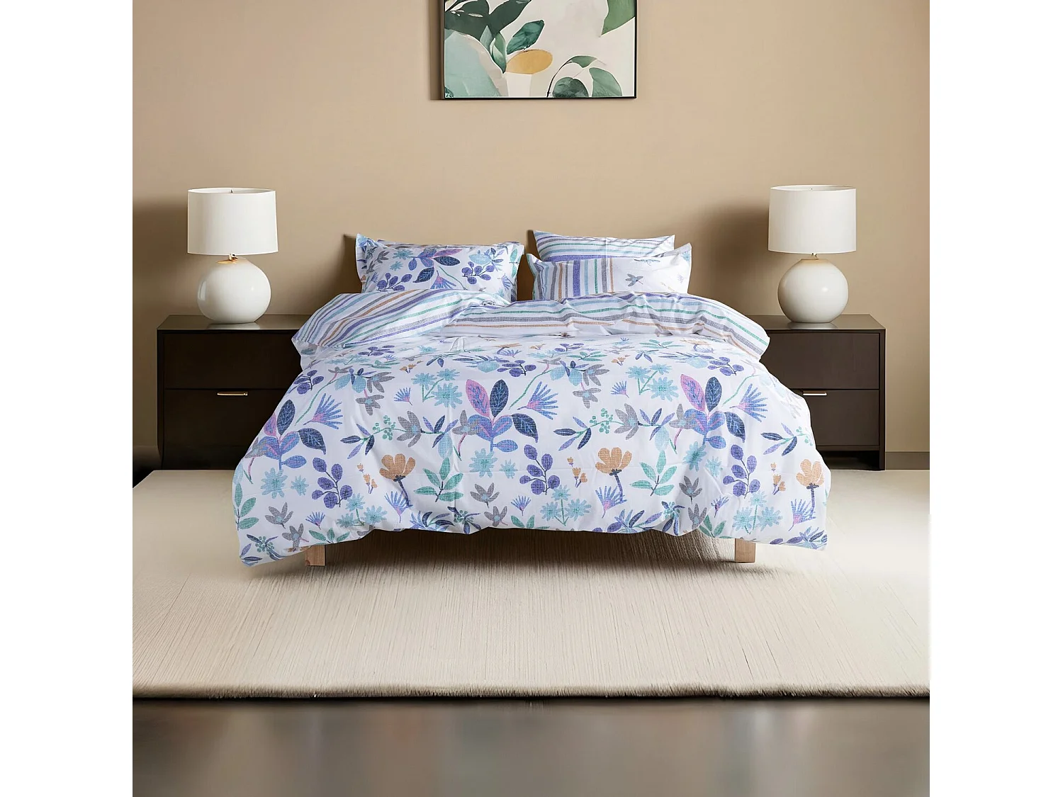 Parure housse de couette "Hope" 100% Coton Imprimée floral