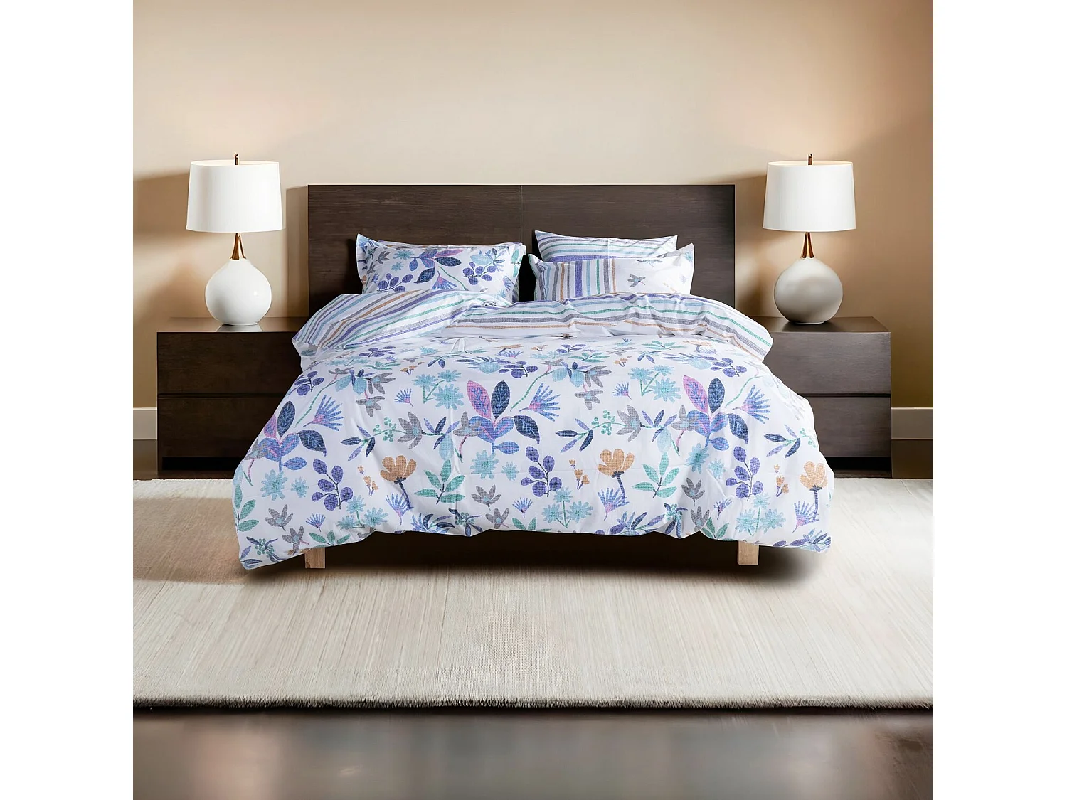 Parure housse de couette "Hope" 100% Coton Imprimée floral