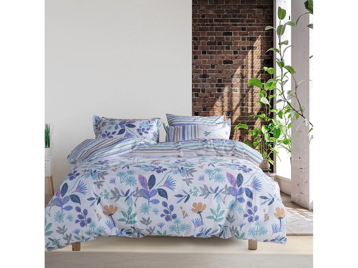 Parure housse de couette "Hope" 100% Coton Imprimée floral