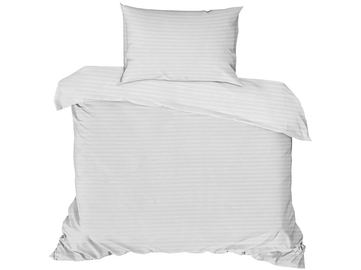 Housse de couette 140x200 cm en satin de coton + 2 taies 60x60 cm - Blanc