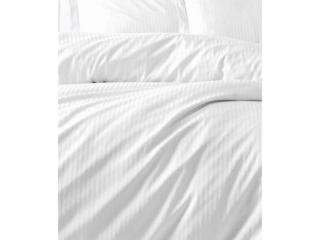 Housse de couette 140x200 cm en satin de coton + 2 taies 60x60 cm - Blanc