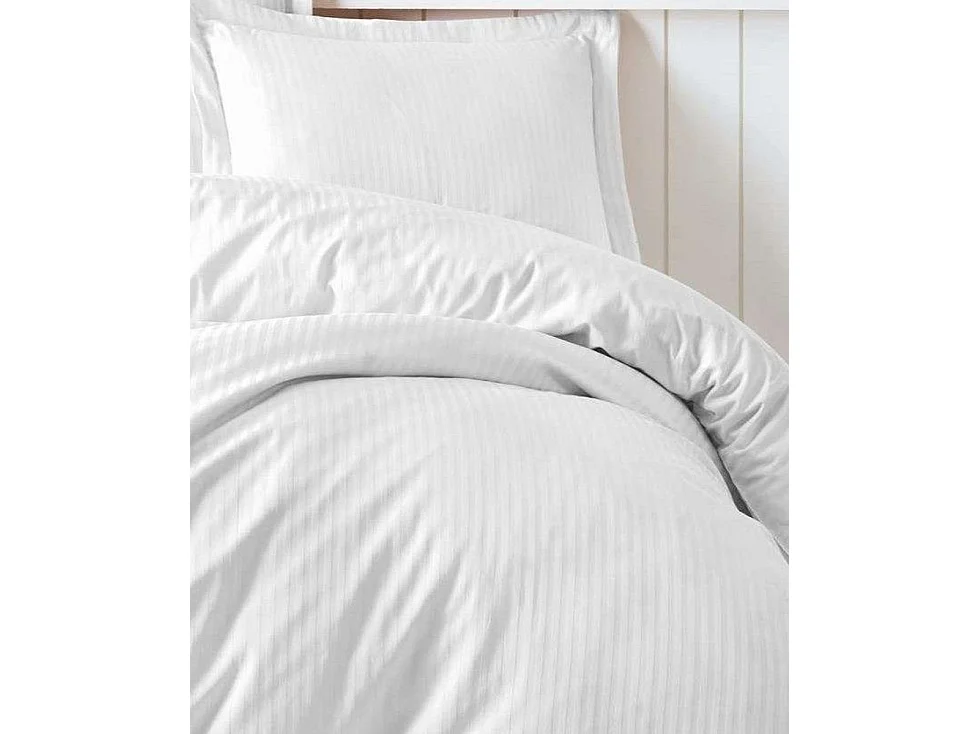 Housse de couette 140x200 cm en satin de coton + 2 taies 60x60 cm - Blanc