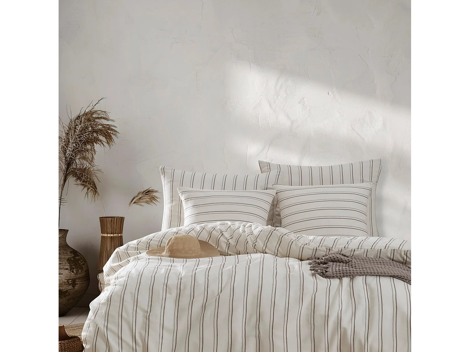 Parure housse de couette "Hamilton" en polycoton Imprimée rayé