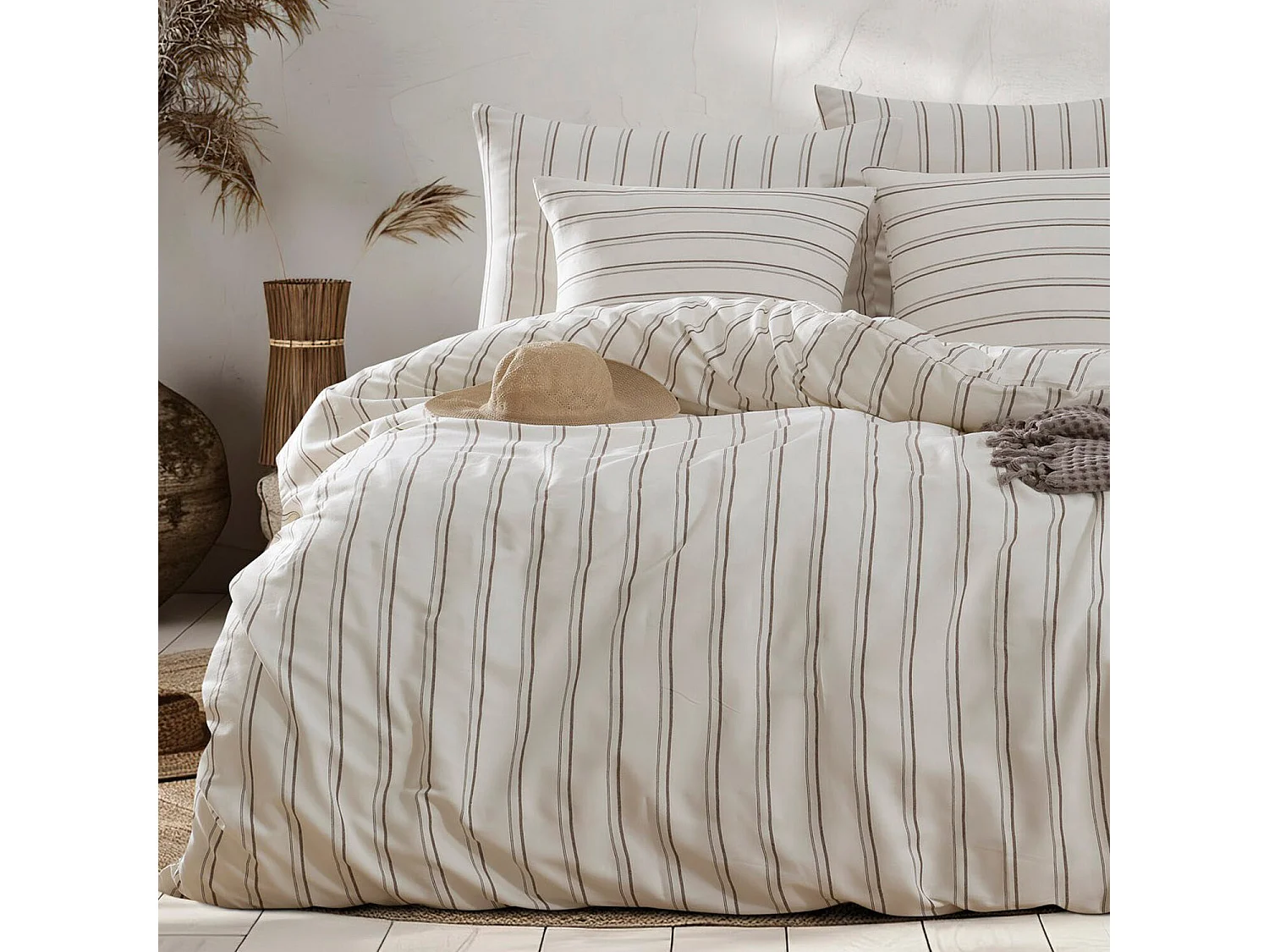 Parure housse de couette "Hamilton" en polycoton Imprimée rayé