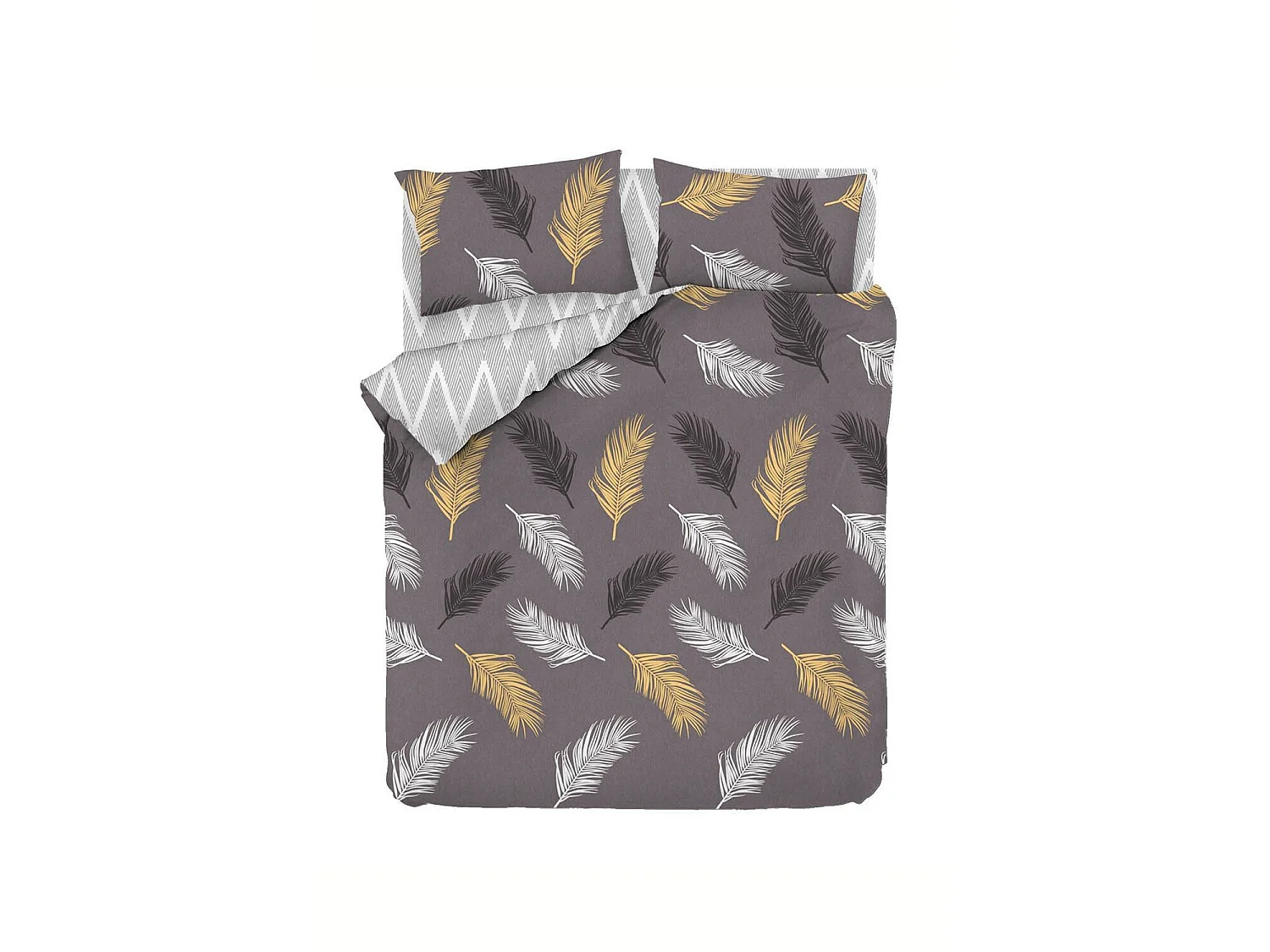 Parure housse de couette "Olivia" en polycoton Imprimée plumes