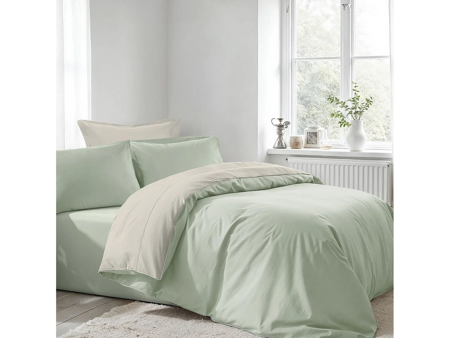 Parure housse de couette Light Coton bicolore Vert
